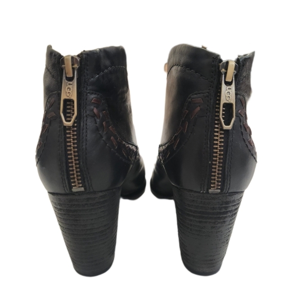UGG Western Wool Lined Ankle,Charlotte Black Leather Zip Comfort Boots Womens 8 - Picture 3 of 10
